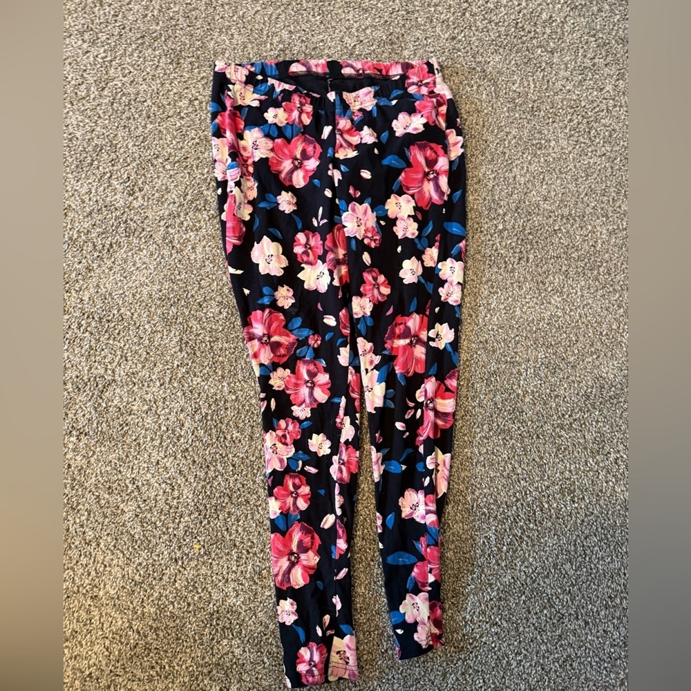 torrid Black Floral Leggings with Pink & Blue Flowers